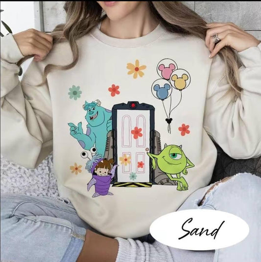 Vintage Monsters,Inc Sweatshirt, Monsters Gang Graphic Tee