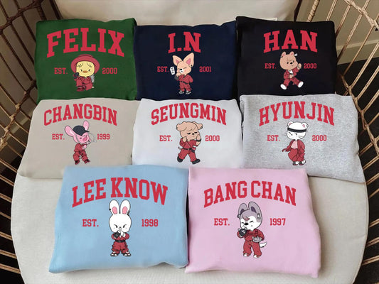 Stray Kids Member Print Shirt, K-POP Character Shirt