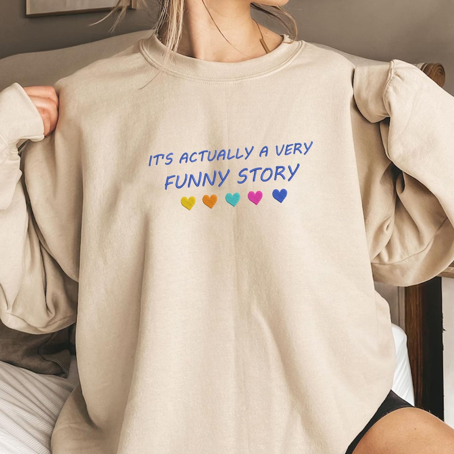 Funny Story Embroidered Sweatshirt
