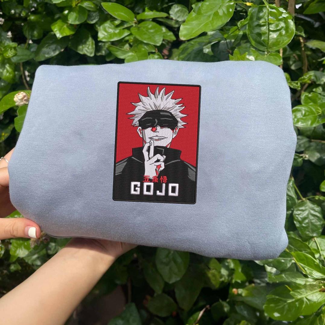 Gojo Satoru Embroidered Shirt, Jujutsu Kaisen Embroidered Shirt