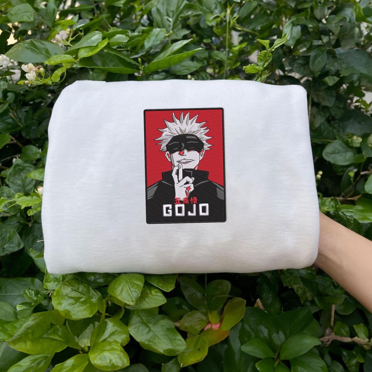 Gojo Satoru Embroidered Shirt, Jujutsu Kaisen Embroidered Shirt