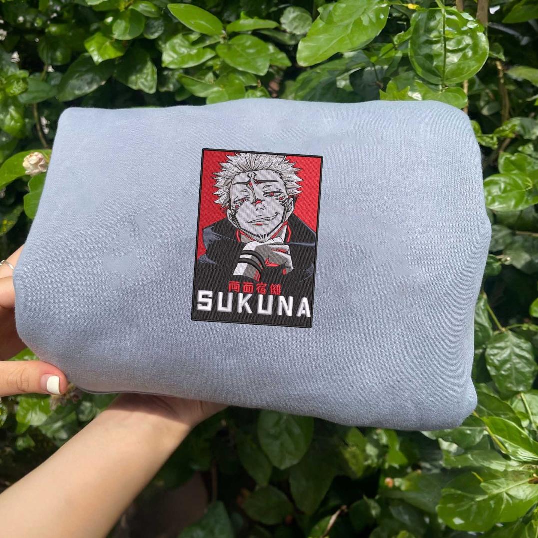 Sukuna Sweatshirt, Itadori Yuji Shirt, Jujutsu Kaisen Embroidered Shirt