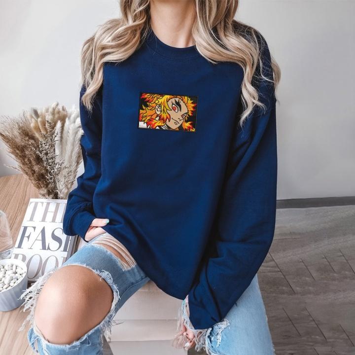 Demon Slayer Embroidered Shirt - Rengoku Shirt, Anime Embroidery Shirt