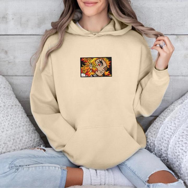 Demon Slayer Embroidered Shirt - Rengoku Shirt, Anime Embroidery Shirt