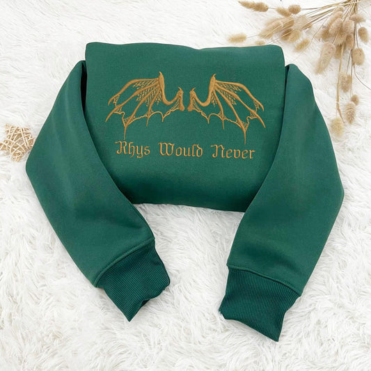 Rhys Would Never Embroidered Sweatshirt in Forest Green