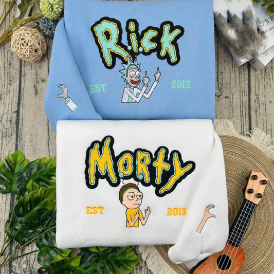 Rick and Morty Character Embroidered Sweatshirt