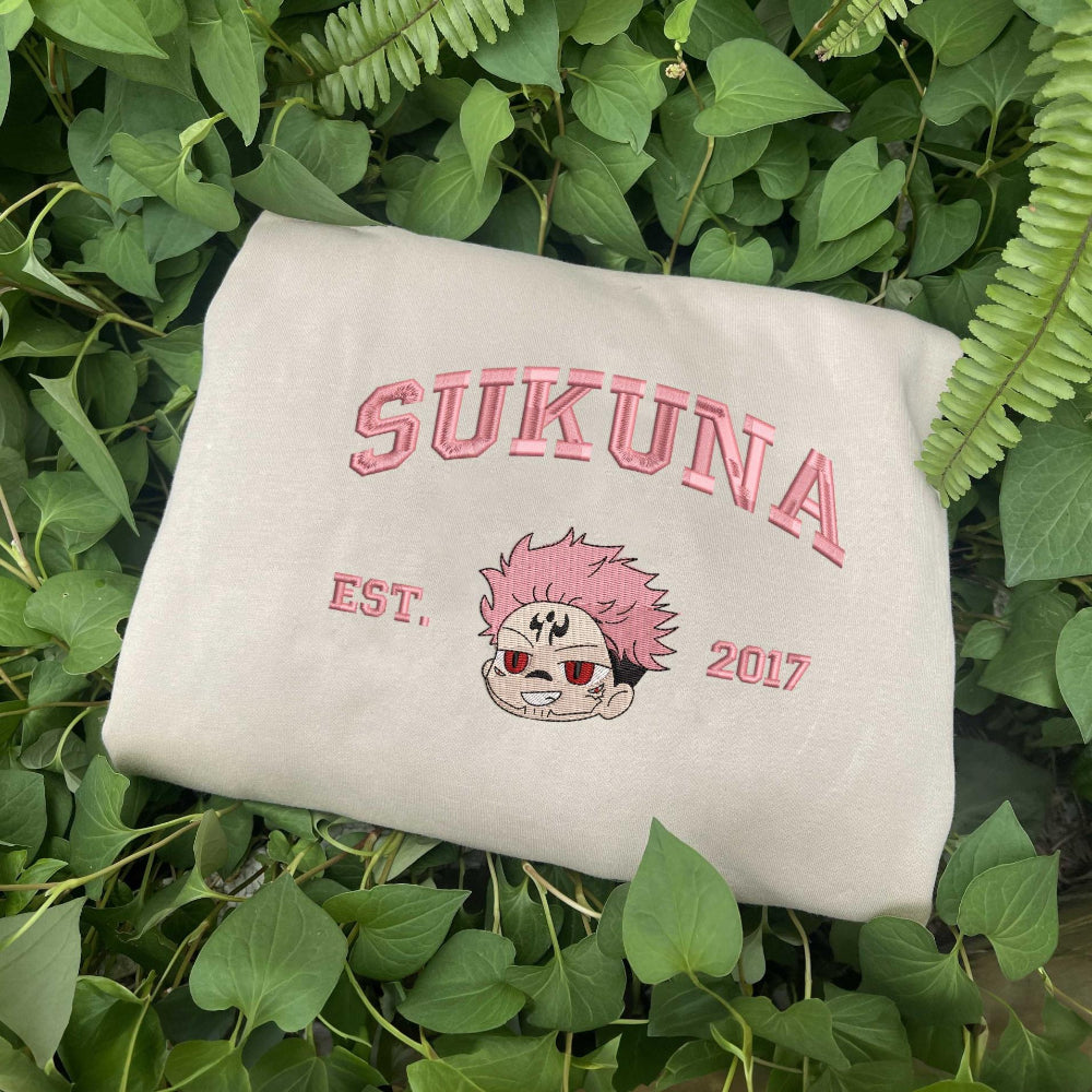 Sand Sukuna Est.2017 Pink Chibi Embroidery On Greenery