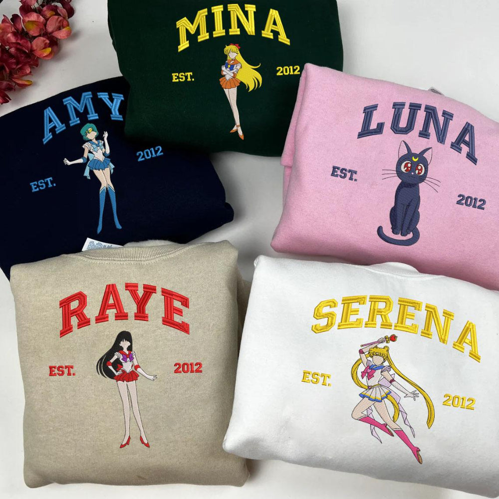 Sailor Moon Embroidered Shirts Assorted Characters Layout