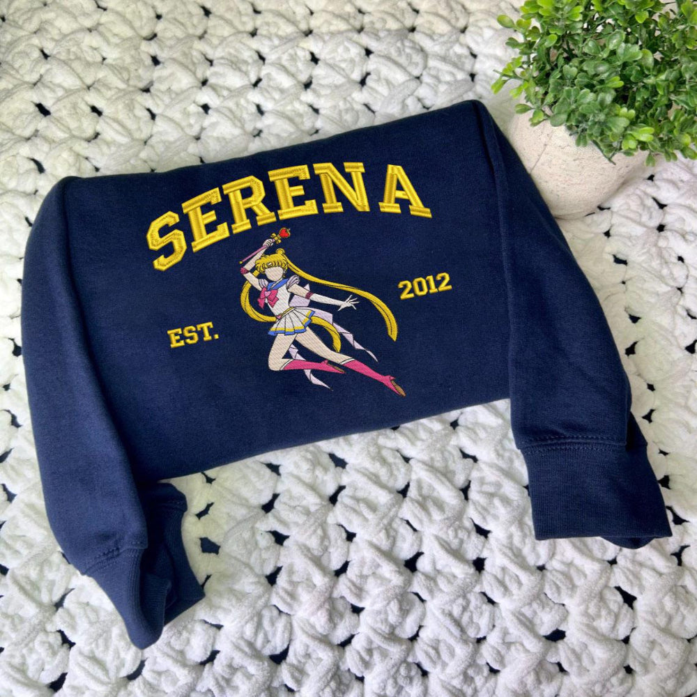 Serena Embroidered Shirt Navy Blue Flatlay
