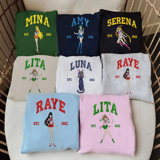 Sailor Moon Embroidered Shirts Character Set Display