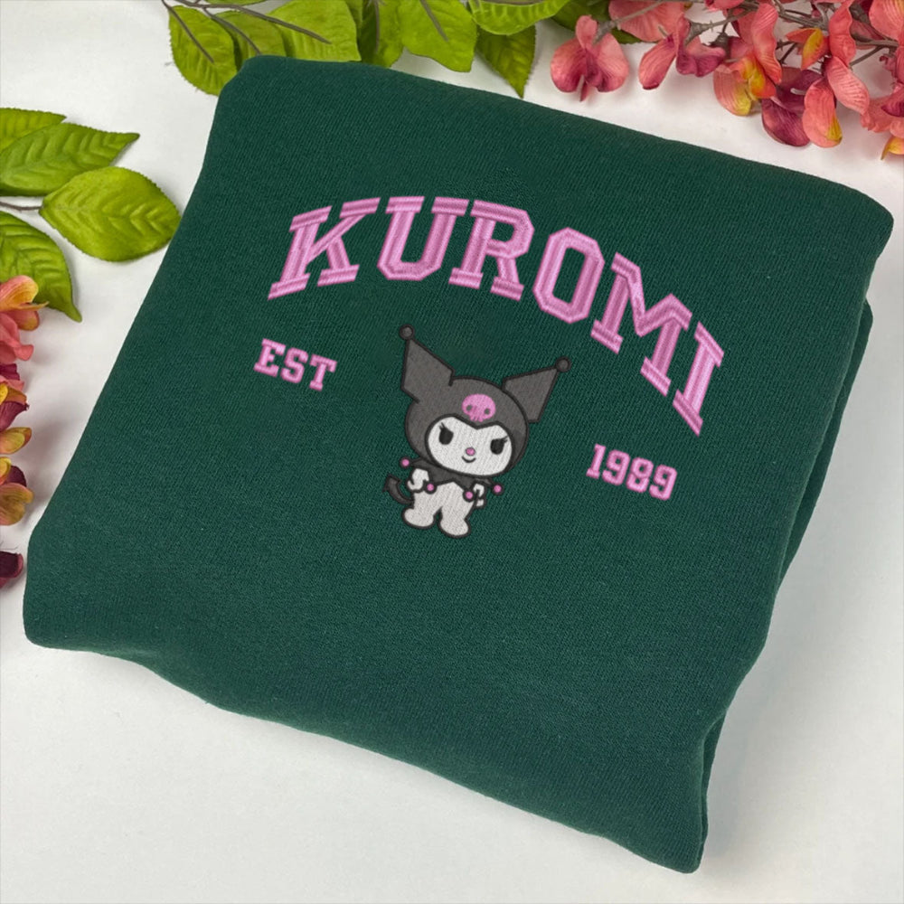 Forest Green Kuromi Embroidered Sweatshirt