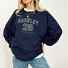 Navy Sweatshirt With Barkley 26 Eagles Varsity Embroidered On Model