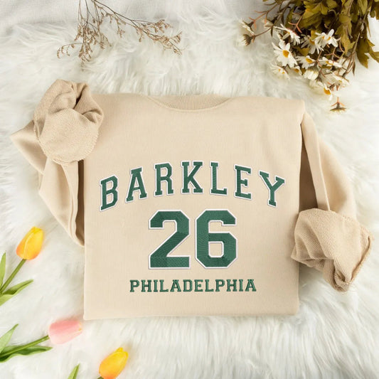Sand Sweatshirt With Barkley 26 Eagles Design Embroidered Folded