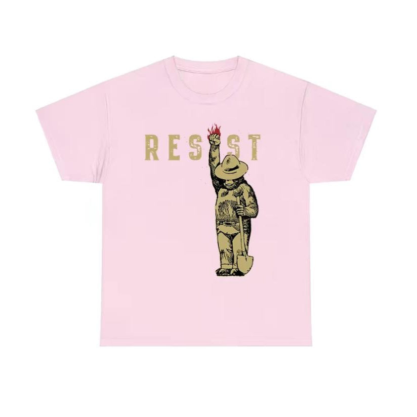 Pink Smokey Bear Resist Embroidered T-Shirt