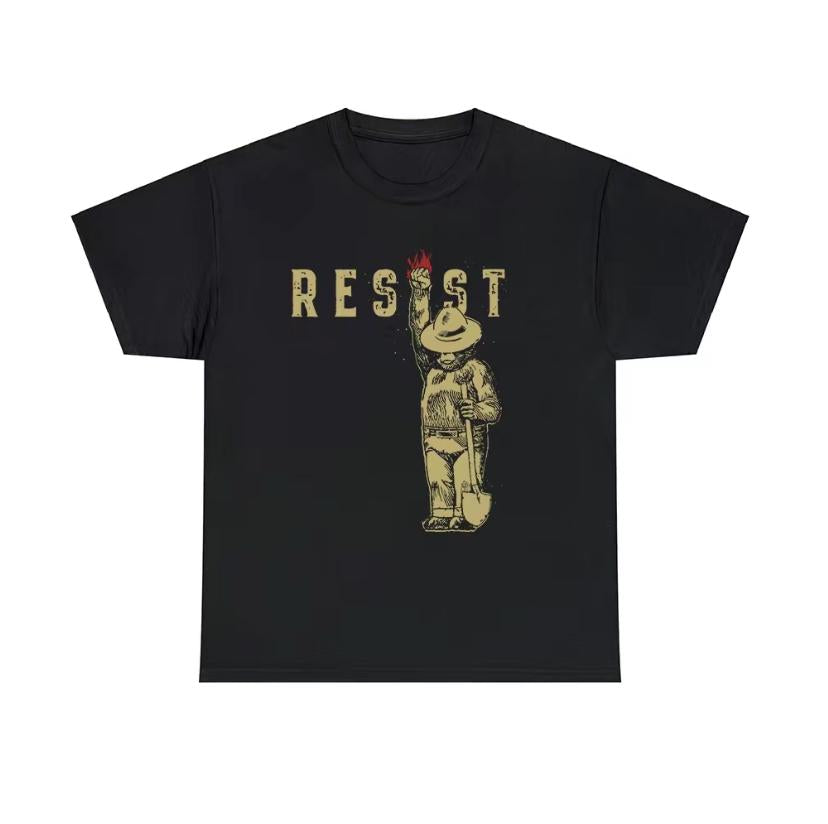 Black Smokey Bear Resist Embroidered T-Shirt