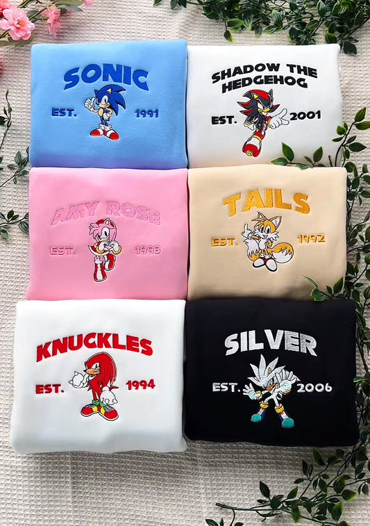  Sonic Character Embroidered Sweatshirt Collection