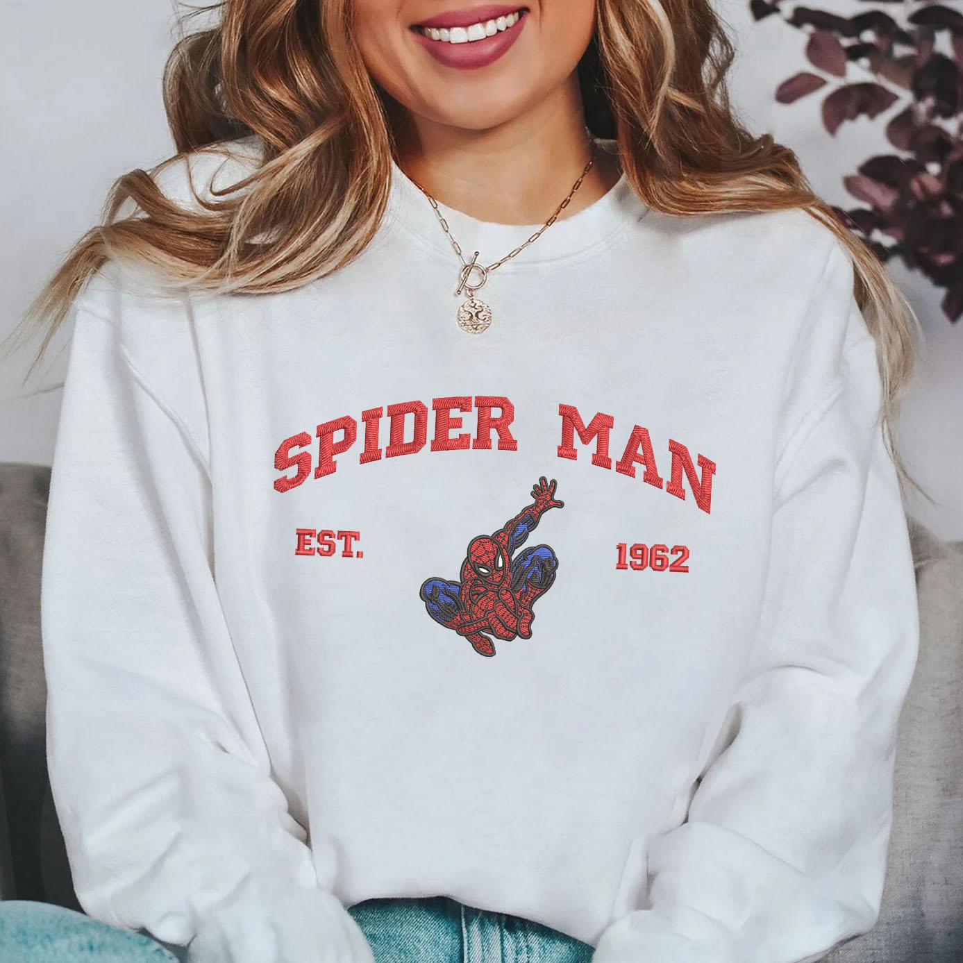 White Spider-Man Embroidered  Sweatshirt