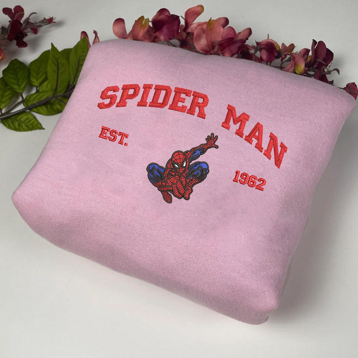Pink Spider-Man Embroidered  Sweatshirt