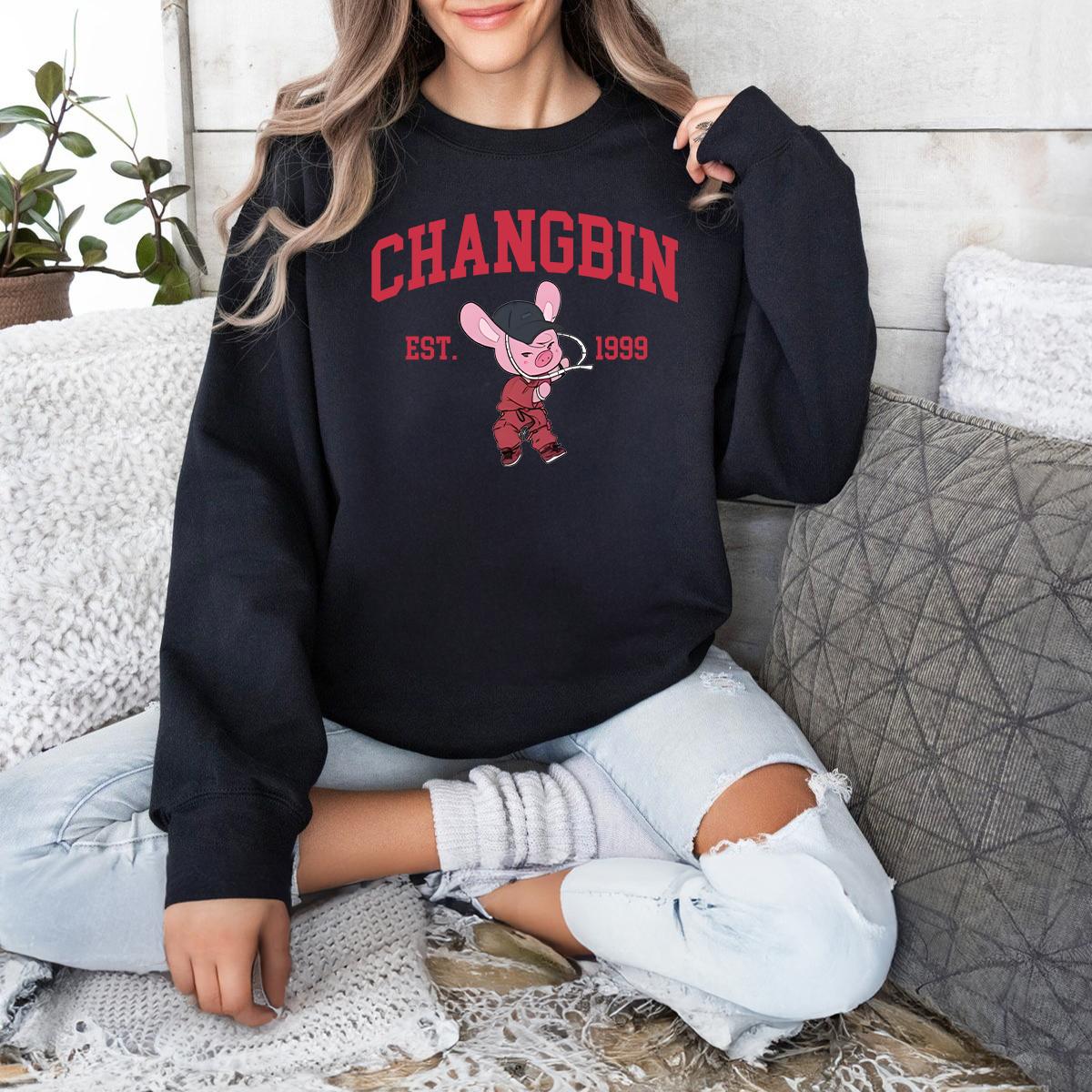 Changbin chibi print cotton crewneck sweatshirt