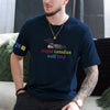 Navy T-Shirt With Loon Bird And 2481 Sleeve Detail.