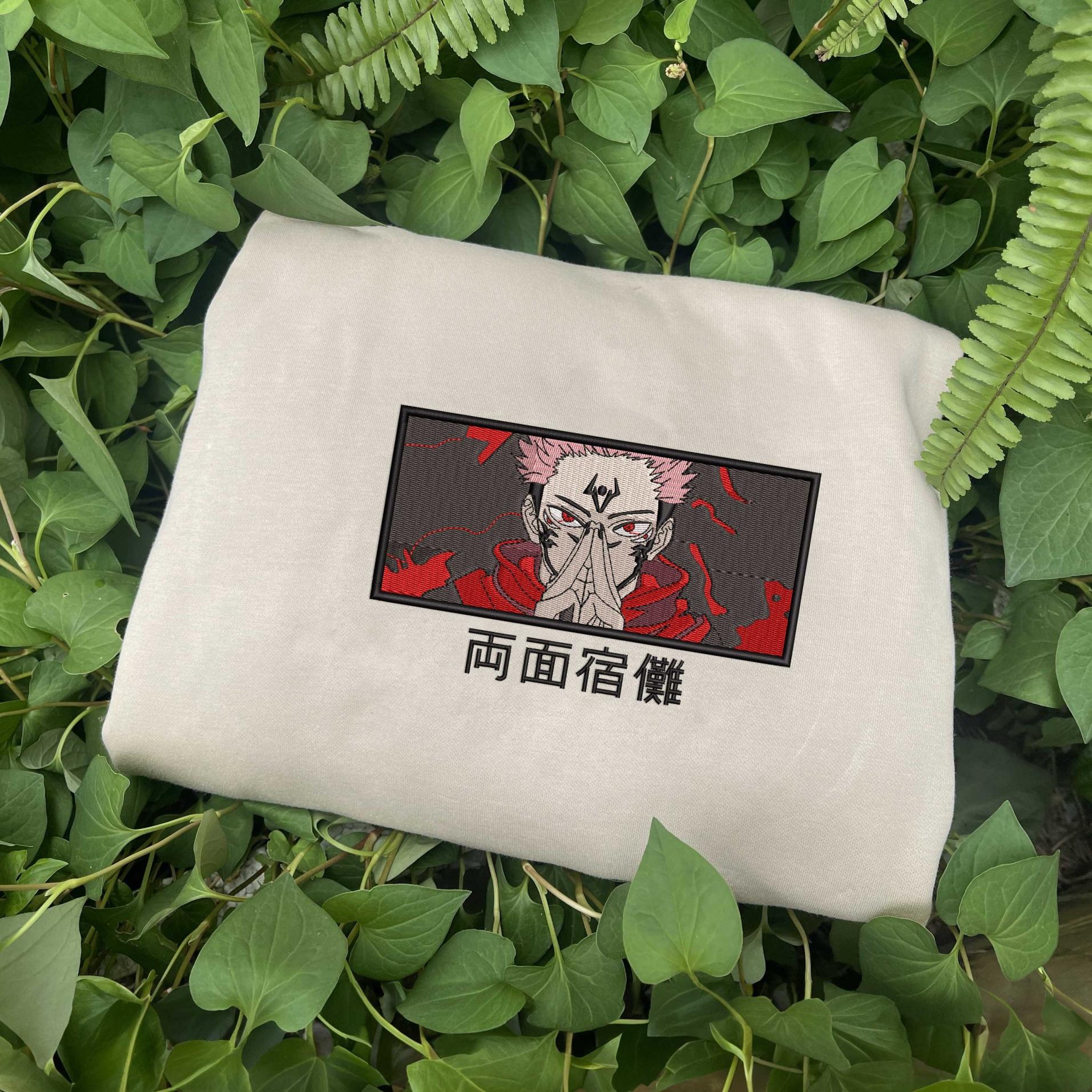 Beige Sweatshirt Sukuna Shrine Embroidery Anime Gift