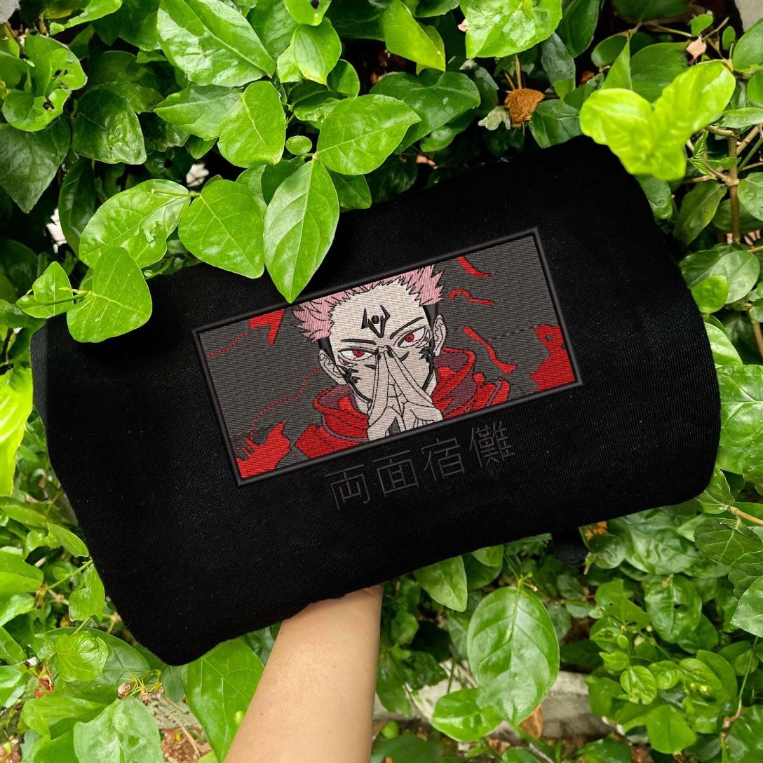 Black Sweatshirt Sukuna Shrine Embroidery Anime Gift