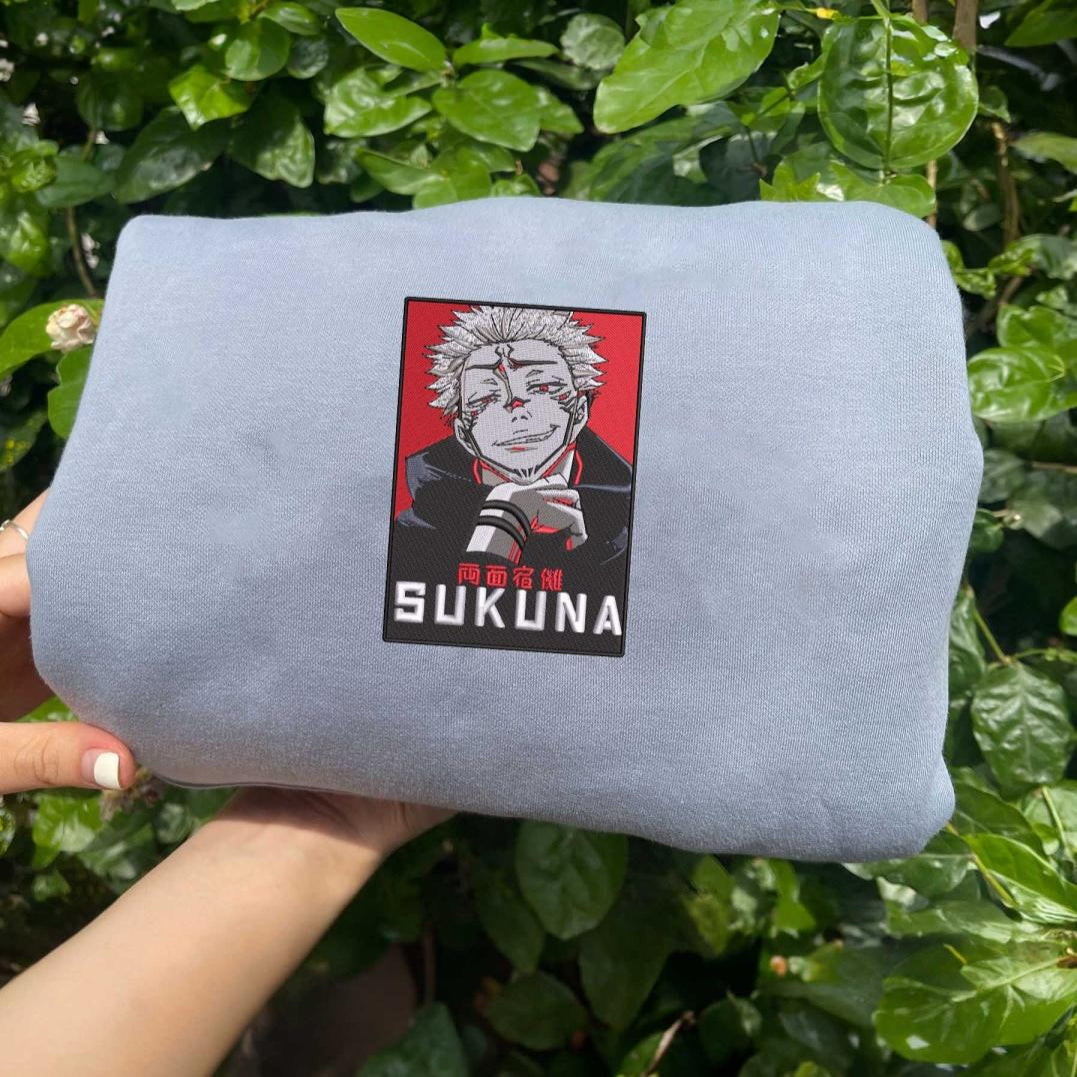 Light Blue Sukuna Embroidered  Sweatshirt