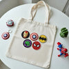 ToteBag Displayed With Iron Man Captain America And Batman Patches