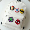  Backpack Adorned With Five Superhero Symbol Embroidered Patches