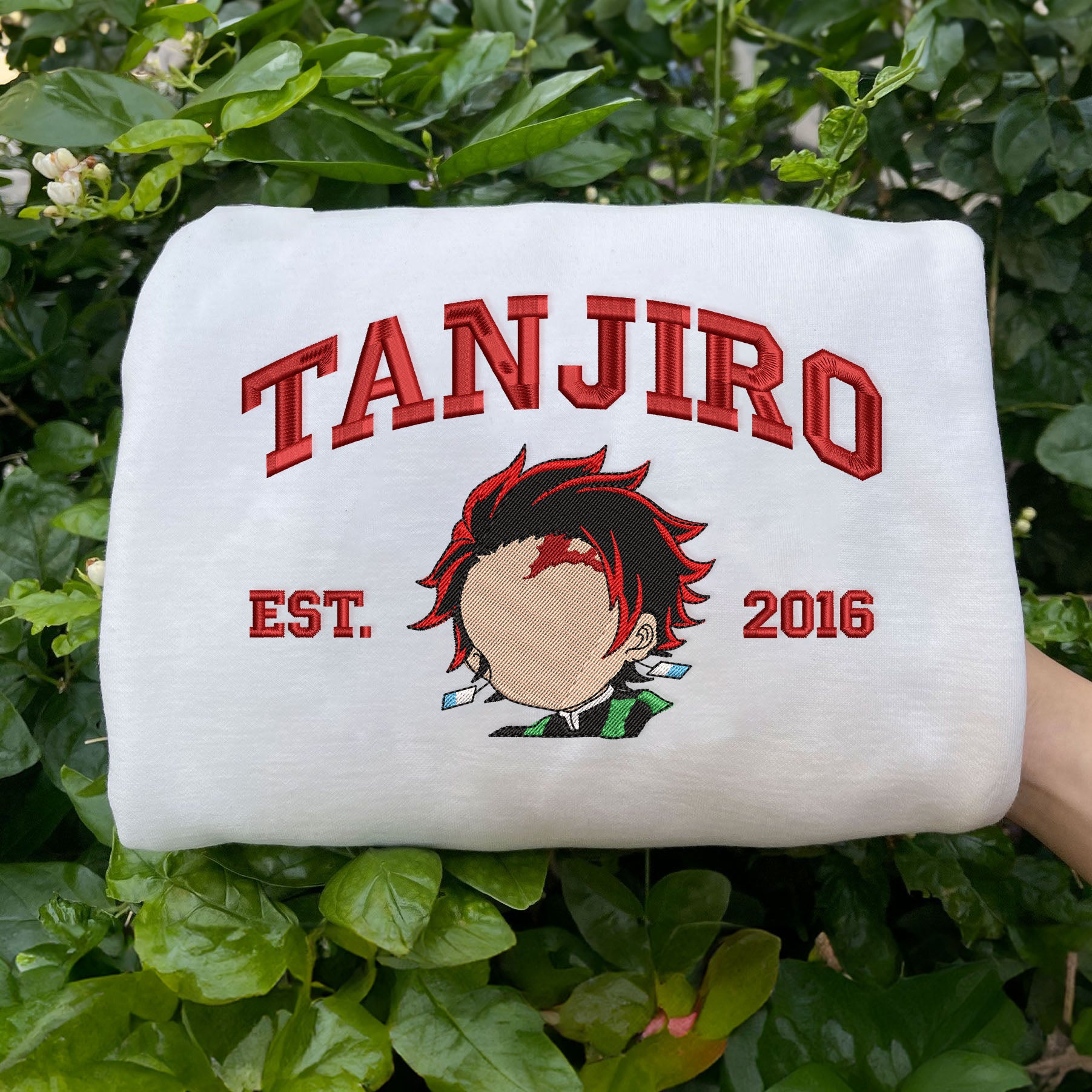 Tanjiro Embroidered Sweatshirt in White Color