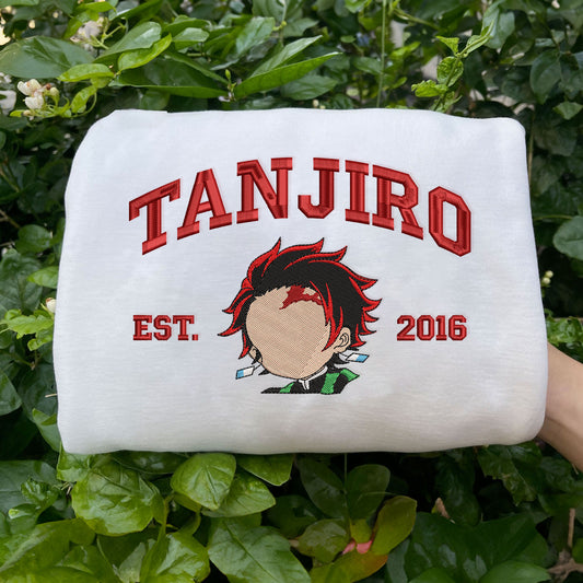 Tanjiro Embroidered Sweatshirt in White Color