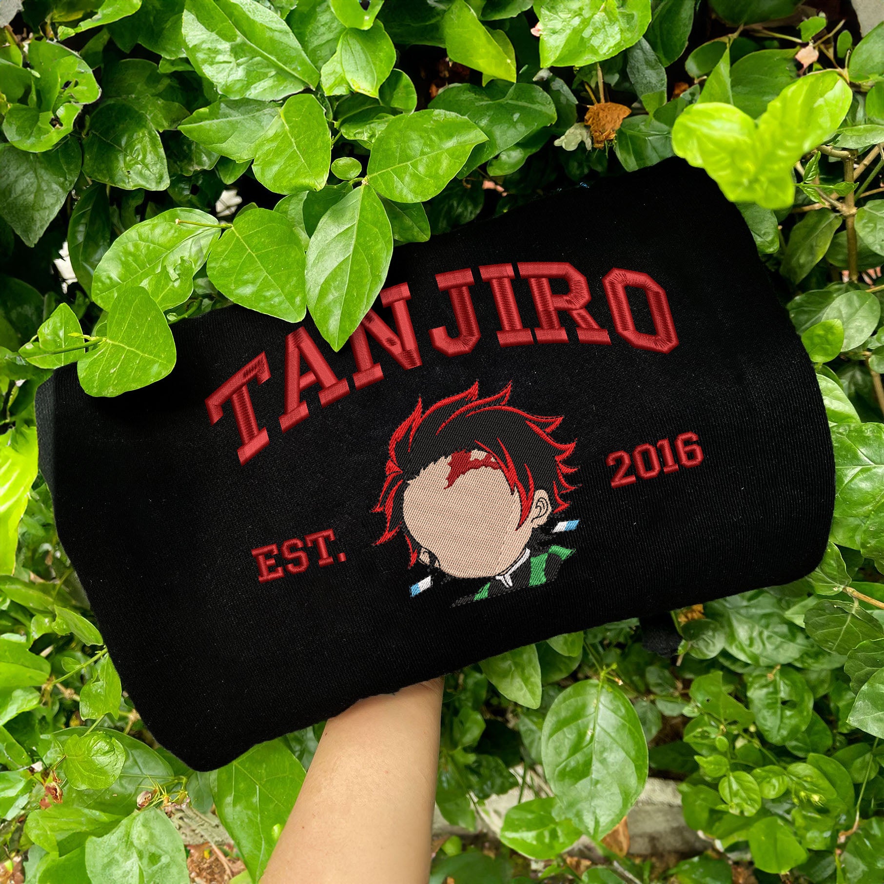 Tanjiro Embroidered Sweatshirt in Black Color