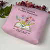 Pink Sweatshirt On Woven Mat With Pastel Floral Book Patch