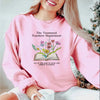 Pink Oversized Sweatshirt Modeled Featuring Tortured Teachers Floral Book Design