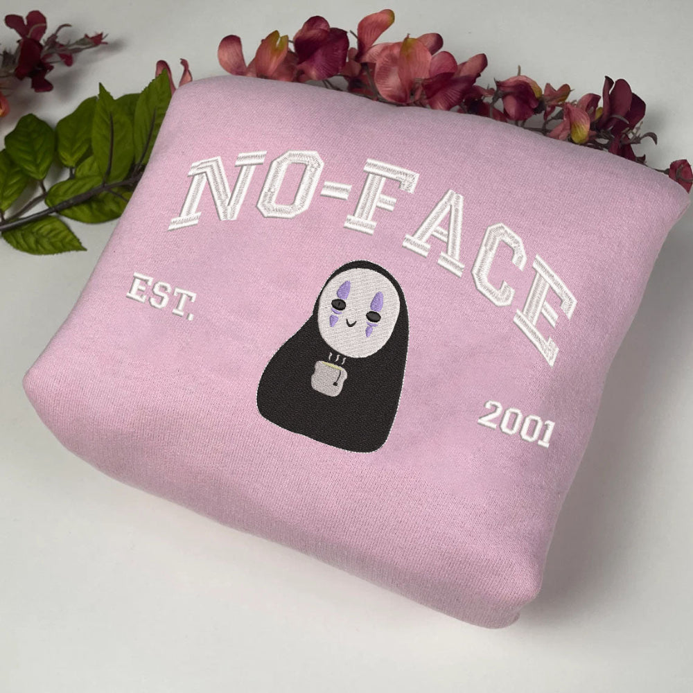 Pink No-Face Coffee Est.2001 Sweatshirt Floral Background