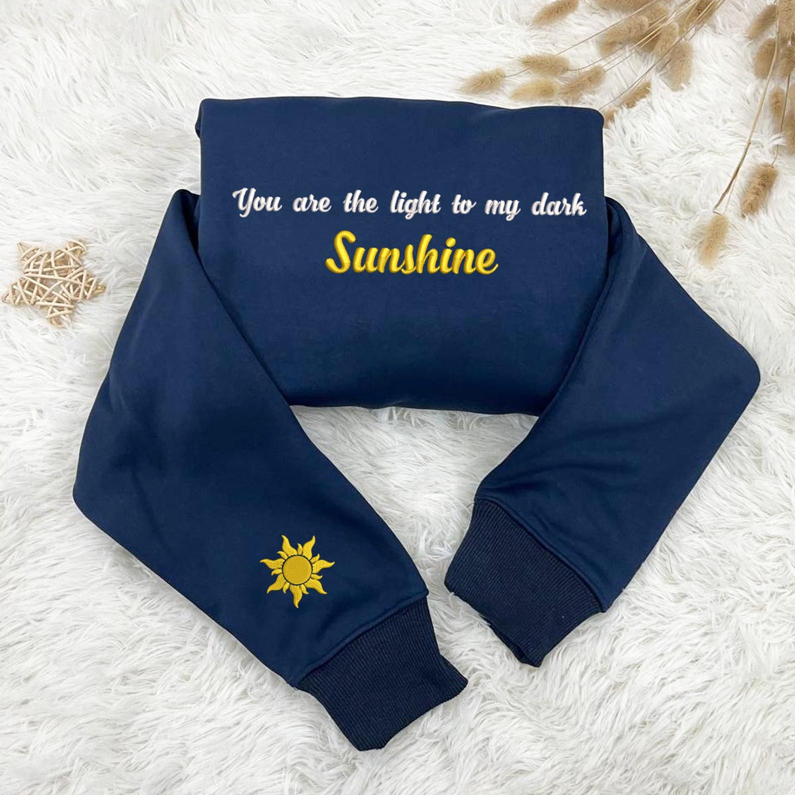 Navy Blue Sunshine Embroidered Sweatshirt Cuff Detail.