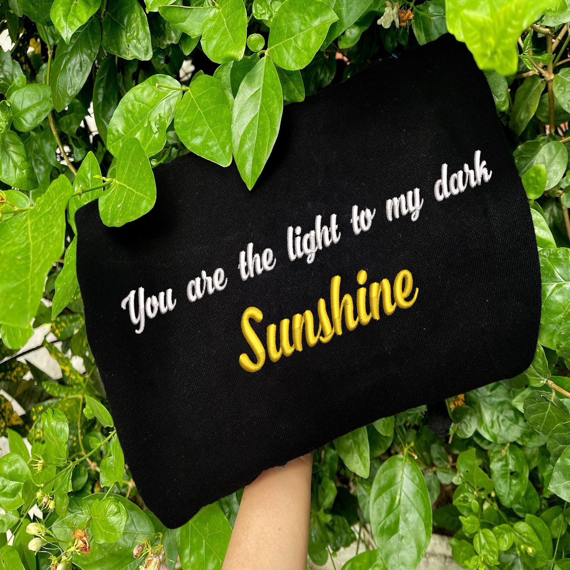 Black Sunshine Embroidered Sweatshirt In Foliage.