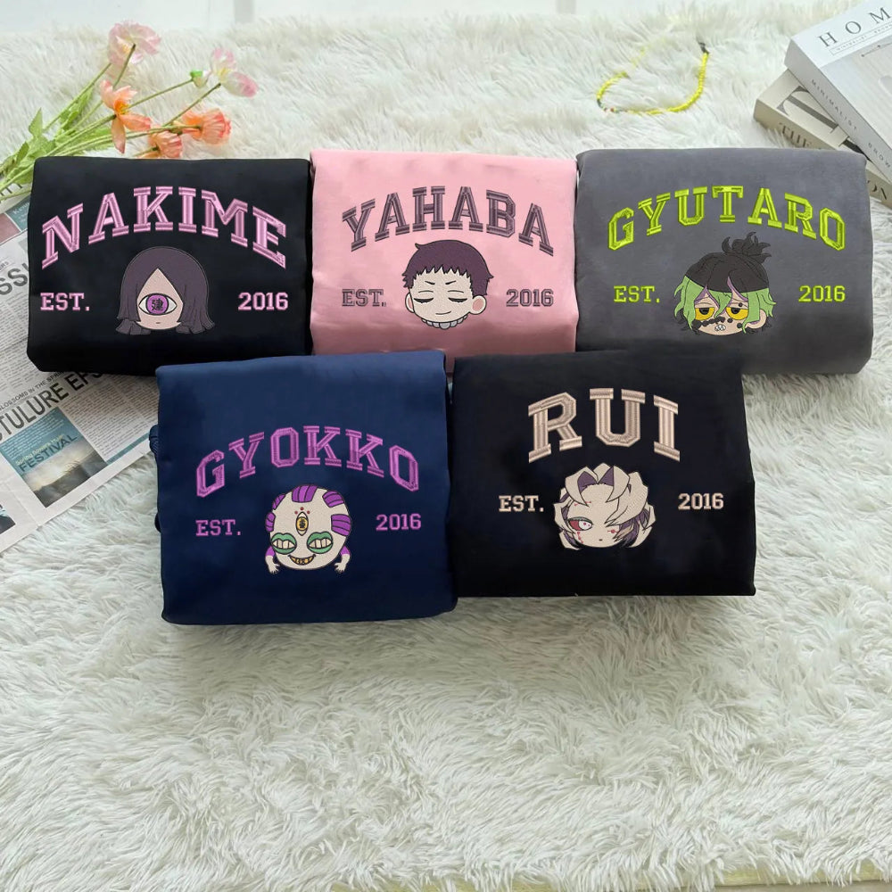 Folded Collection Of Demon Slayer Character Sweater Est 2016