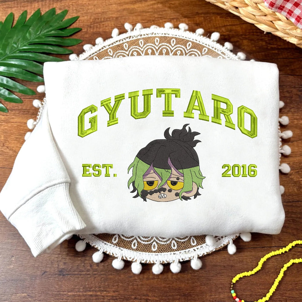 White Gyututaro Sweatshirt With Embroidered Chibi And Est 2016