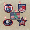 Numbered Collection Of Five USA 250 Anniversary Patches On Neutral 
