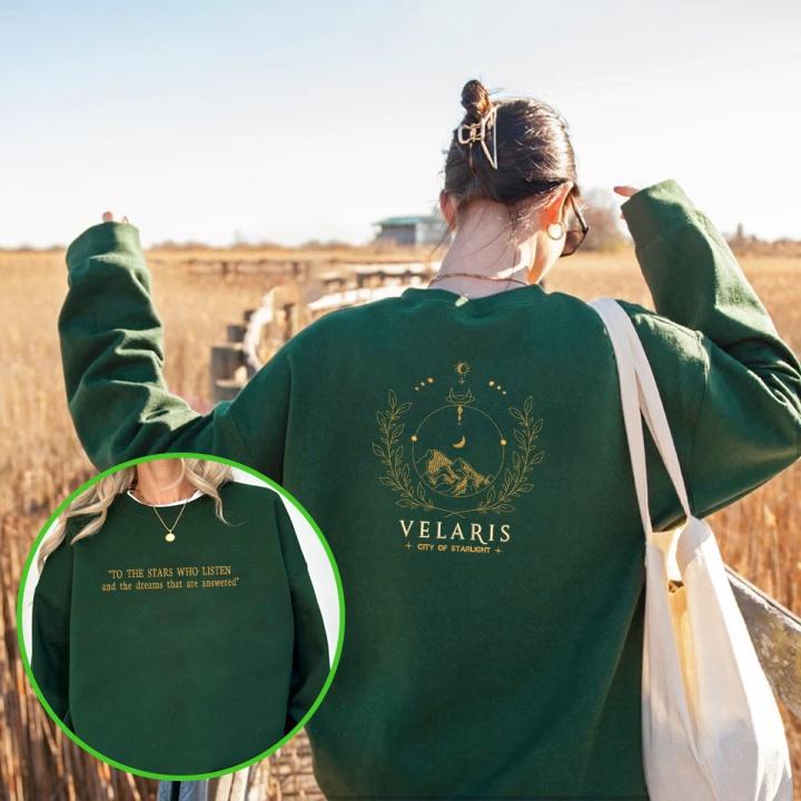 Velaris City of Starlight green embroidered fantasy sweatshirt