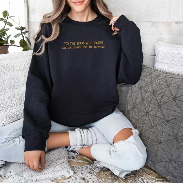 Starfall Citadel, Black Fantasy Embroidered Sweatshirt