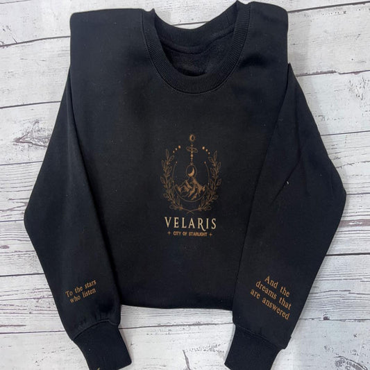 Black Velaris Embroidered Sweatshirt