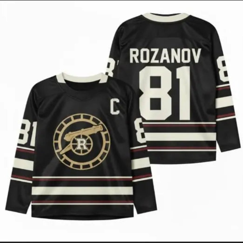 Luxurious Black Hockey Jersey Rozanov 81 Captain Cozy Wearable Design