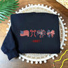 Navy Sweatshirt With Coquette Bows And Fireworks Embroidered 1967 Folded