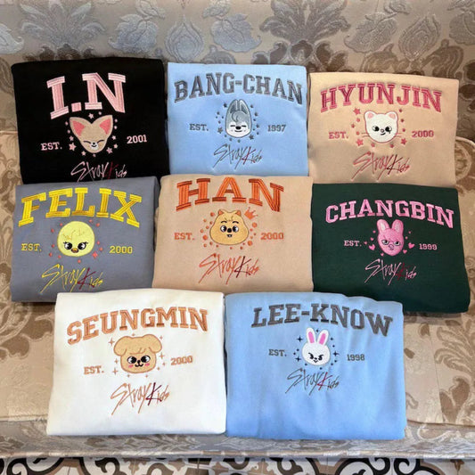 Folded Stray Kids Member Sweatshirts, I.N To Lee Know Collection