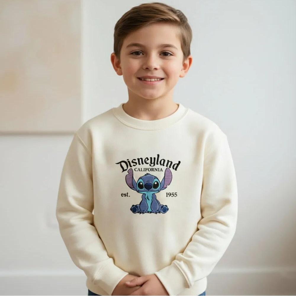 Sand Sweater Boy Wearing Stitch Disneyland California Est 1955
