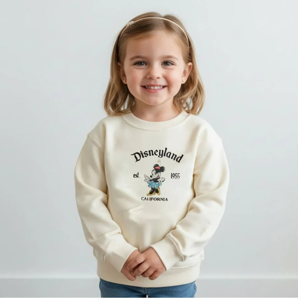 Sand Sweatshirt With Embroidered Minnie Mouse Disneyland Est 1955