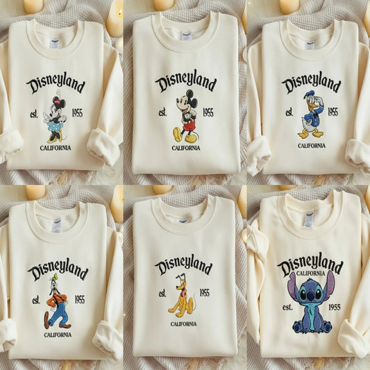Collection Sand Sweatshirts Various Disney Characters Disneyland 1955