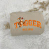 Folded Sand Tigger Embroidered Sweatshirt With Orange Varsity Text
